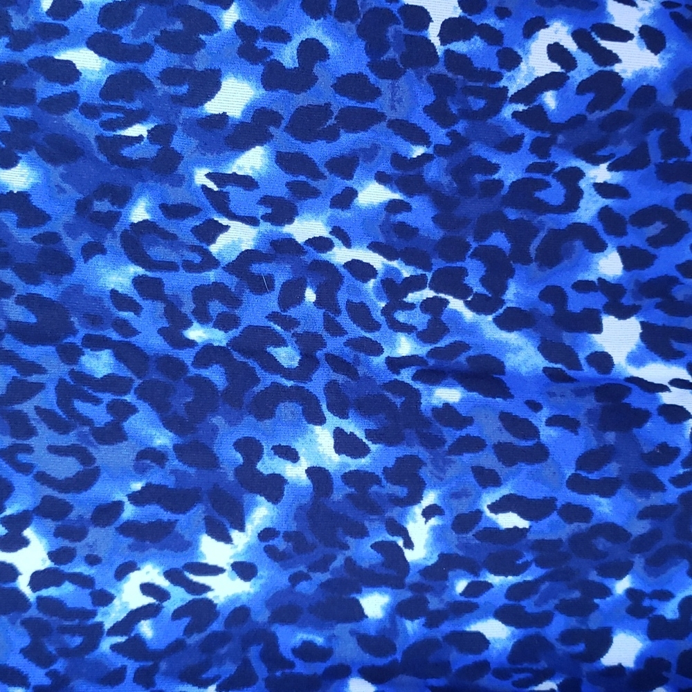 ST. JOHN Blue Leopard Print Turtleneck Top sz XL Women's - Picture 4 of 8